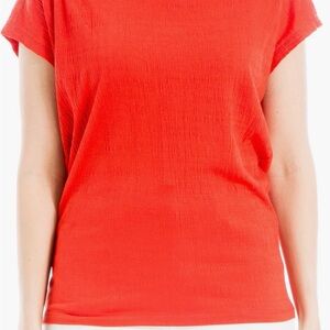 Max Studio Orange Red Textured Boat Neck Blouse